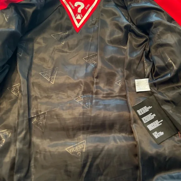 GUESS Quilted Red Jacket with Black Details - Picture 10 of 11